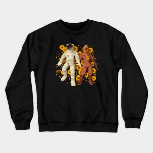 Astronaut Scuba Diving Holding Hands by Tobe Fonseca Crewneck Sweatshirt